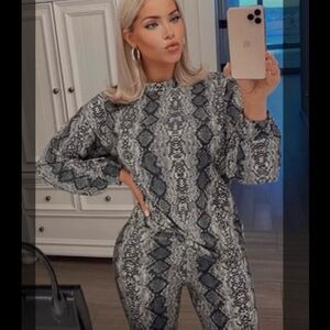 Black & White Snake Print Jumpsuit